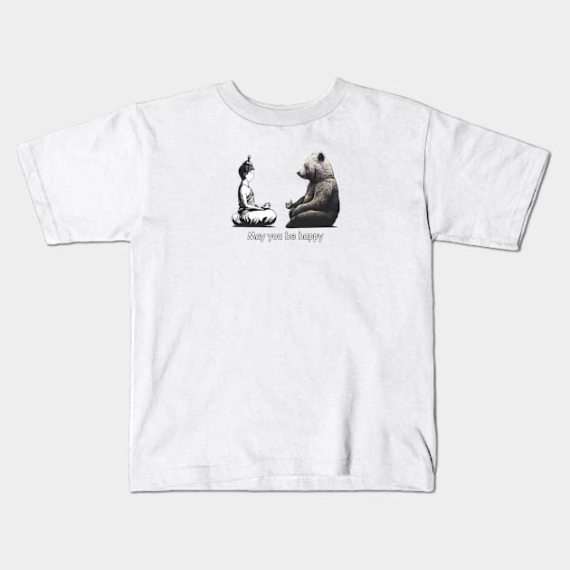 May You Be Happy Kids T-Shirt by Phoebe Bird Designs